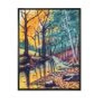 Landscape with River Autumn Forest Sunset  Wall Art