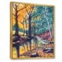 Landscape with River Autumn Forest Sunset  Wall Art