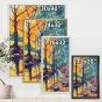 Landscape with River Autumn Forest Sunset  Wall Art