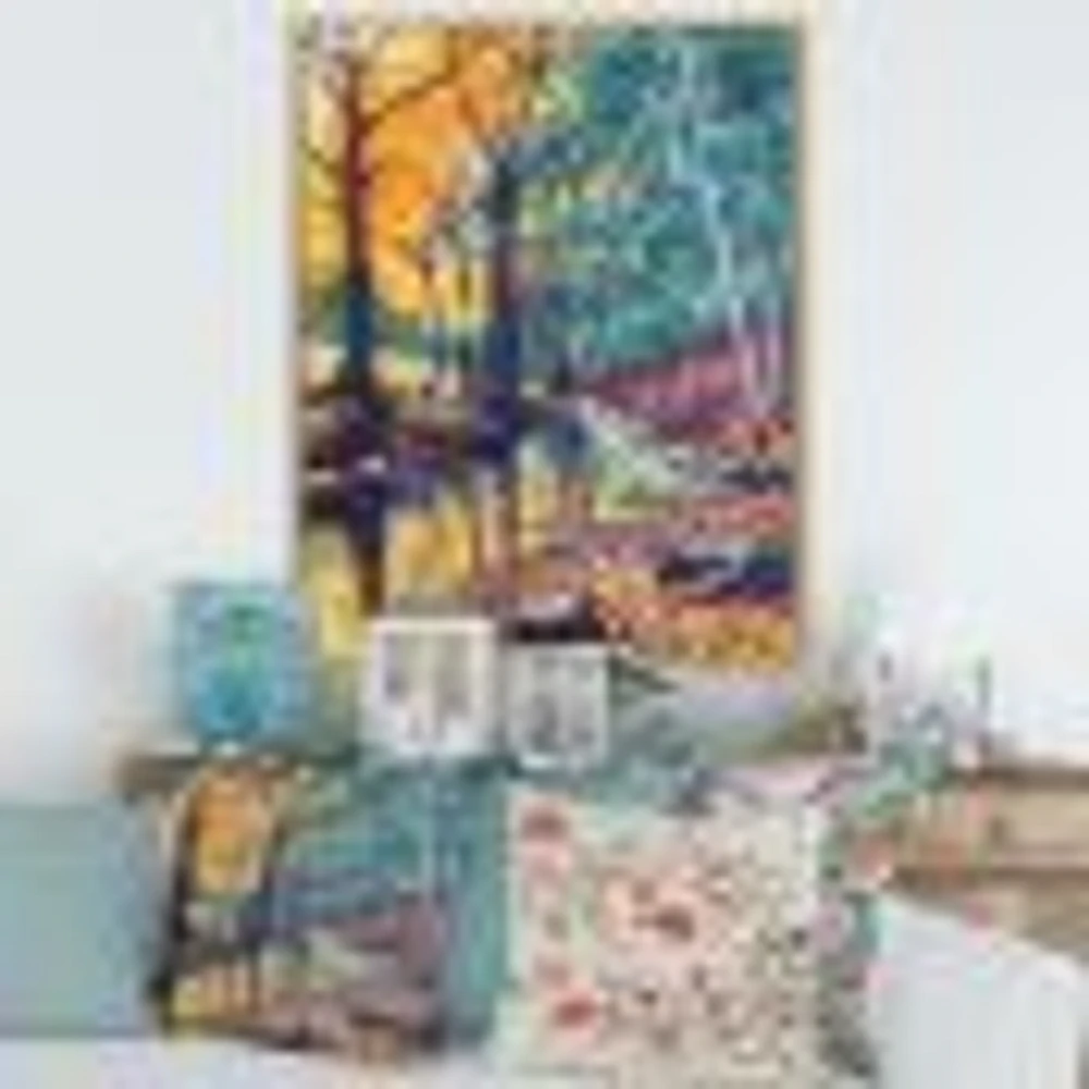 Toile « Landscape with River Autumn Forest Sunset »