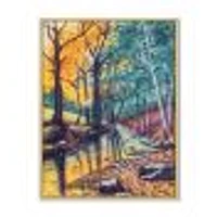 Toile « Landscape with River Autumn Forest Sunset »