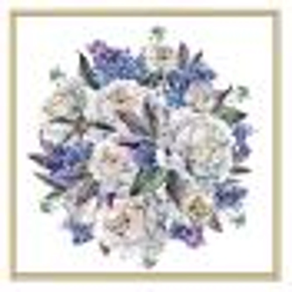 Bouquet Peonies White and Blue  Wall Art