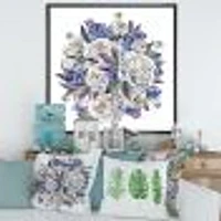 Bouquet Peonies White and Blue  Wall Art