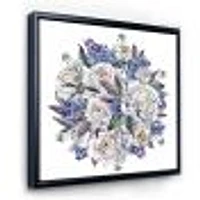 Bouquet Peonies White and Blue  Wall Art