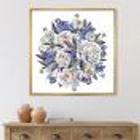 Bouquet Peonies White and Blue  Wall Art