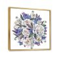 Bouquet Peonies White and Blue  Wall Art