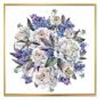 Bouquet Peonies White and Blue  Wall Art