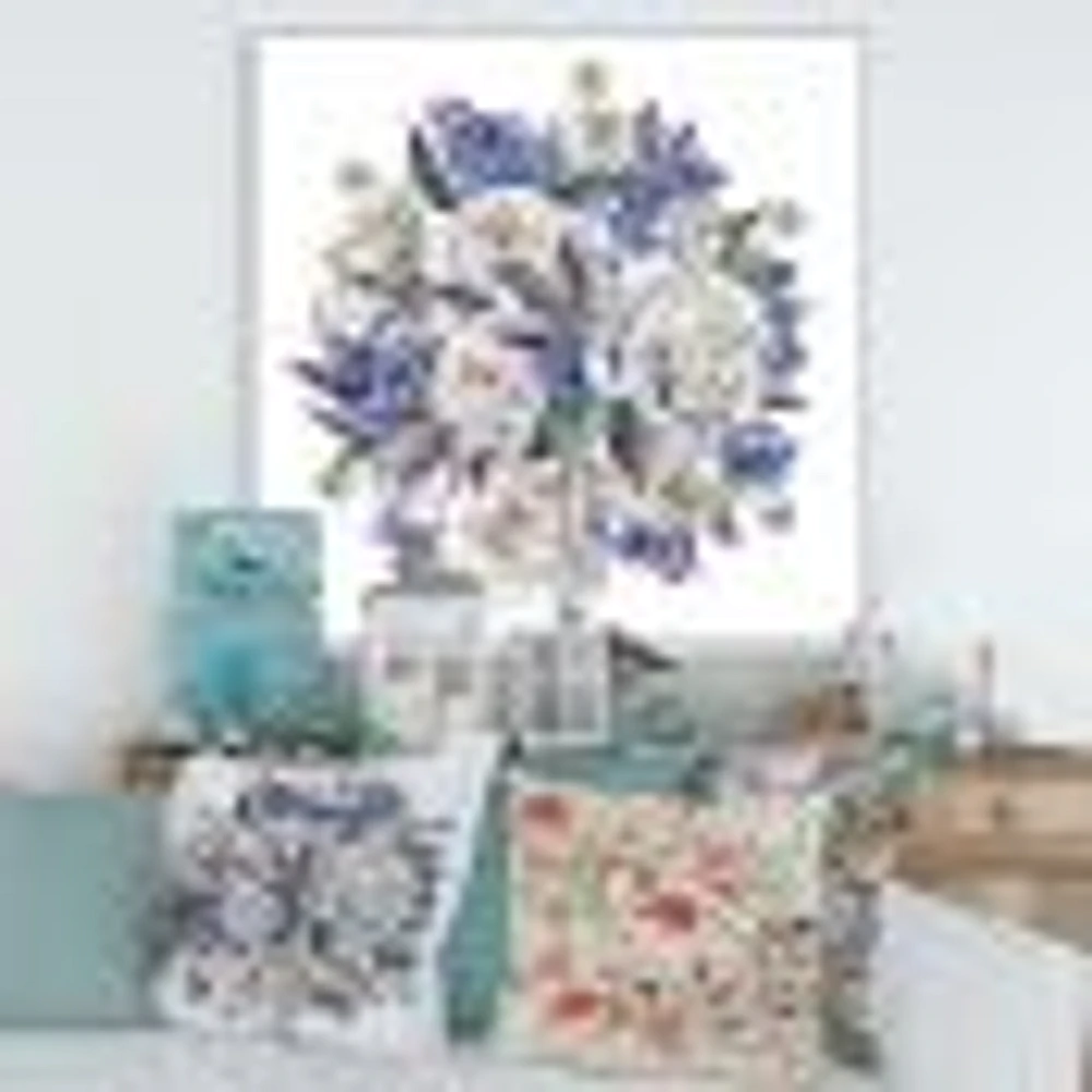 Bouquet Peonies White and Blue  Wall Art