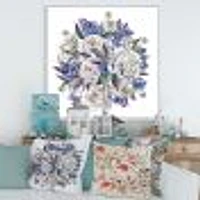 Bouquet Peonies White and Blue  Wall Art