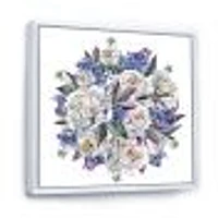 Bouquet Peonies White and Blue  Wall Art