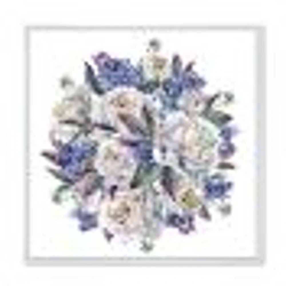 Bouquet Peonies White and Blue  Wall Art