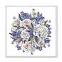 Bouquet Peonies White and Blue  Wall Art