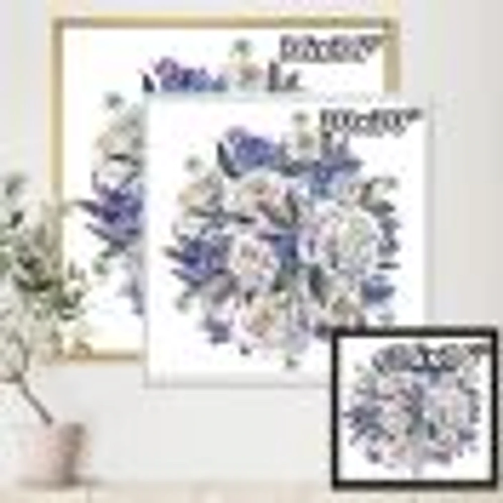 Bouquet Peonies White and Blue  Wall Art