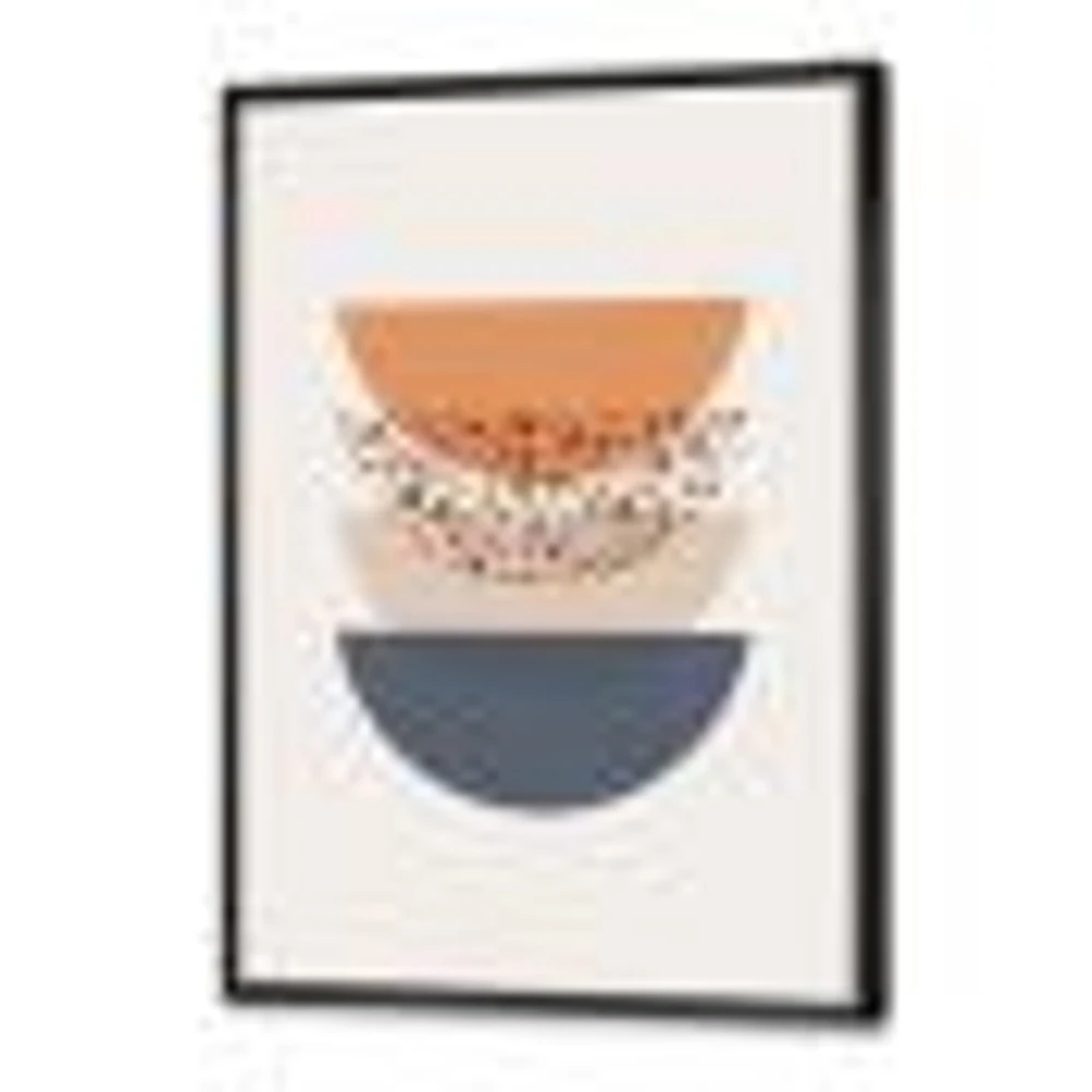 Abstract Sun & Moon Geometrics Blue Orange  Wall Art