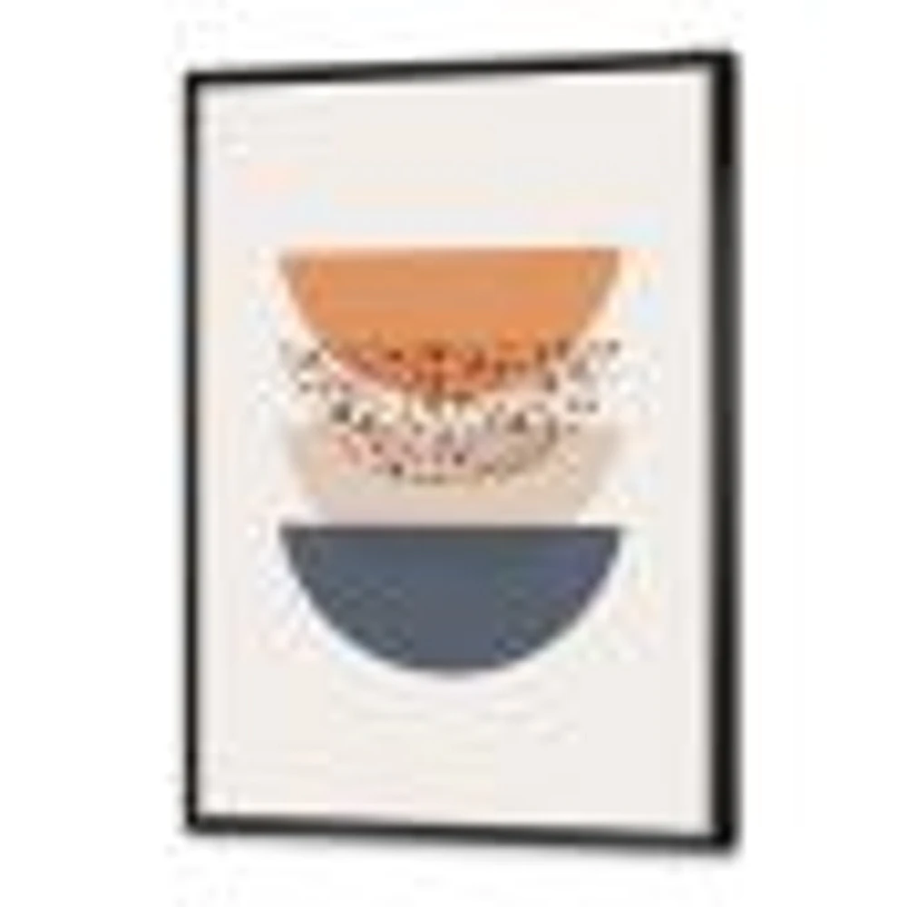 Abstract Sun & Moon Geometrics Blue Orange  Wall Art