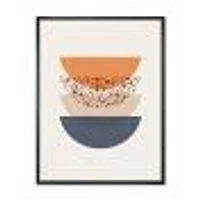 Abstract Sun & Moon Geometrics Blue Orange  Wall Art