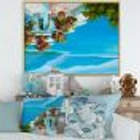 House Near The Sea Colorful Flowers I  Wall Art