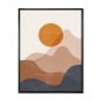 Red Moon Earth Toned Mountains II Wall Art