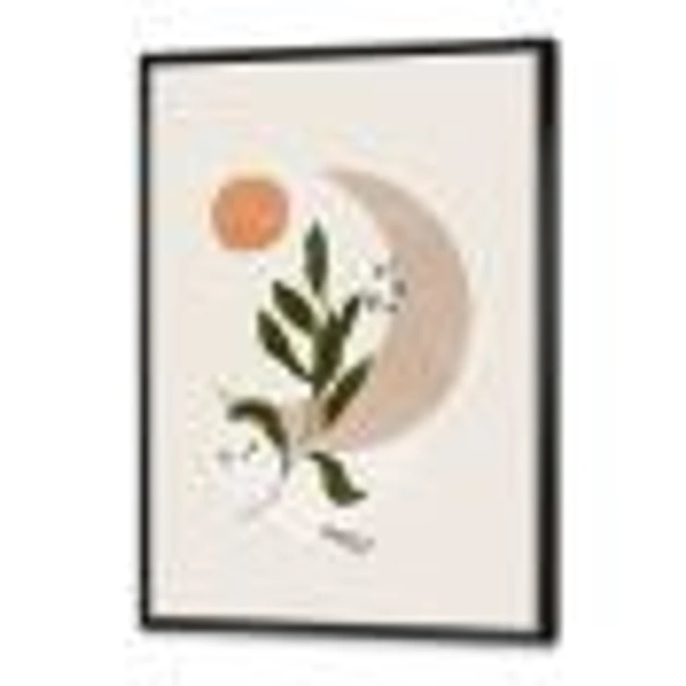 Abstract Geometrical Moon with Leaf I  Wall Art