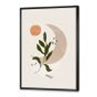 Abstract Geometrical Moon with Leaf I  Wall Art