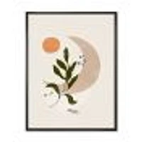 Abstract Geometrical Moon with Leaf I  Wall Art