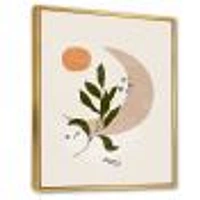 Abstract Geometrical Moon with Leaf I  Wall Art