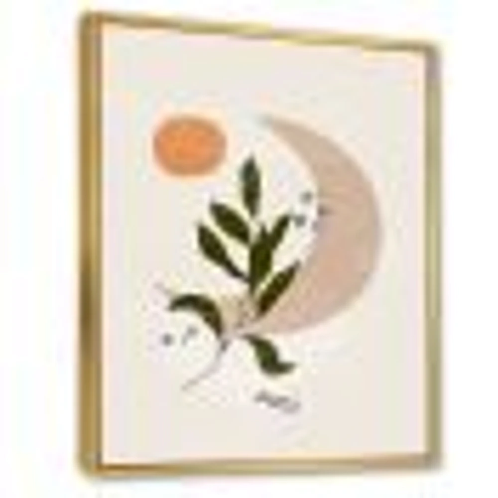 Abstract Geometrical Moon with Leaf I  Wall Art