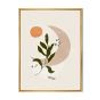 Abstract Geometrical Moon with Leaf I  Wall Art