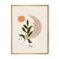 Abstract Geometrical Moon with Leaf I  Wall Art