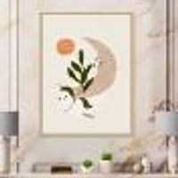 Abstract Geometrical Moon with Leaf I  Wall Art