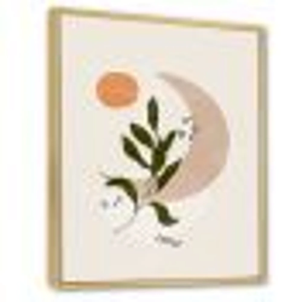 Abstract Geometrical Moon with Leaf I  Wall Art