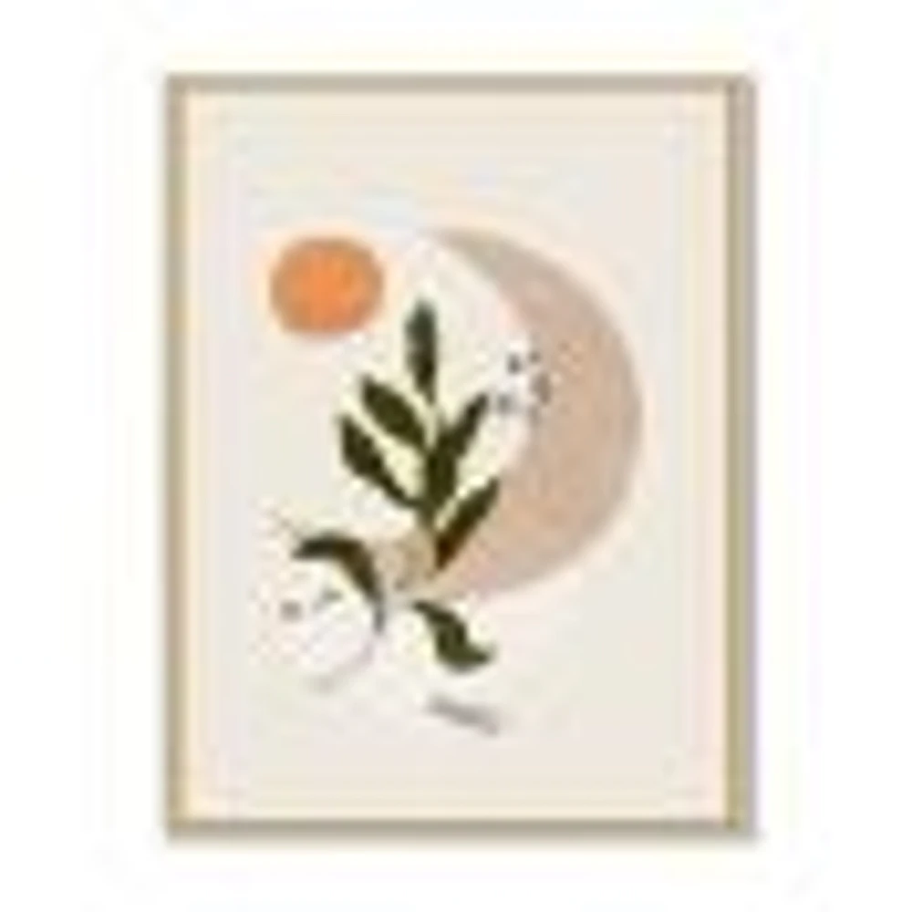 Abstract Geometrical Moon with Leaf I  Wall Art