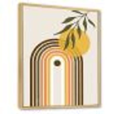 Abstract Yellow Sun with Retro Rainbow  Canvas Wall Art
