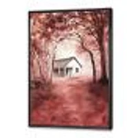 House Red Autumn Woods  Wall Art