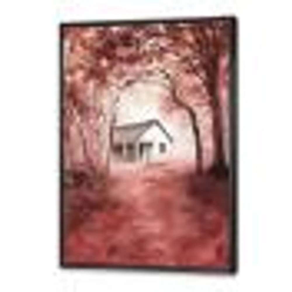 House Red Autumn Woods  Wall Art