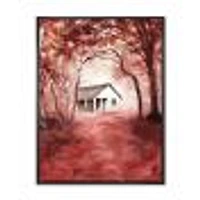 House Red Autumn Woods  Wall Art