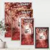 House Red Autumn Woods  Wall Art