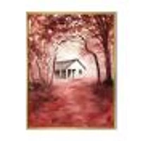 House Red Autumn Woods  Wall Art