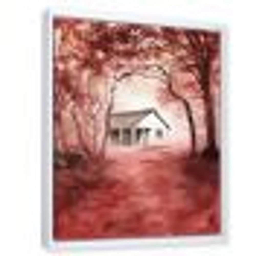 House Red Autumn Woods  Wall Art