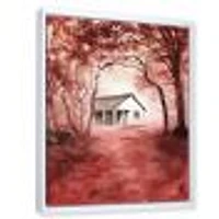 House Red Autumn Woods  Wall Art