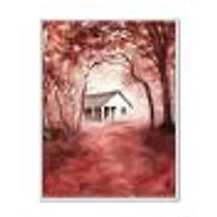 House Red Autumn Woods  Wall Art