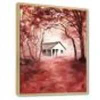 House Red Autumn Woods  Wall Art