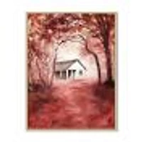 House Red Autumn Woods  Wall Art