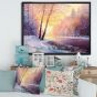 Winter Scenery with Bridge of Meandering River II  Wall Art