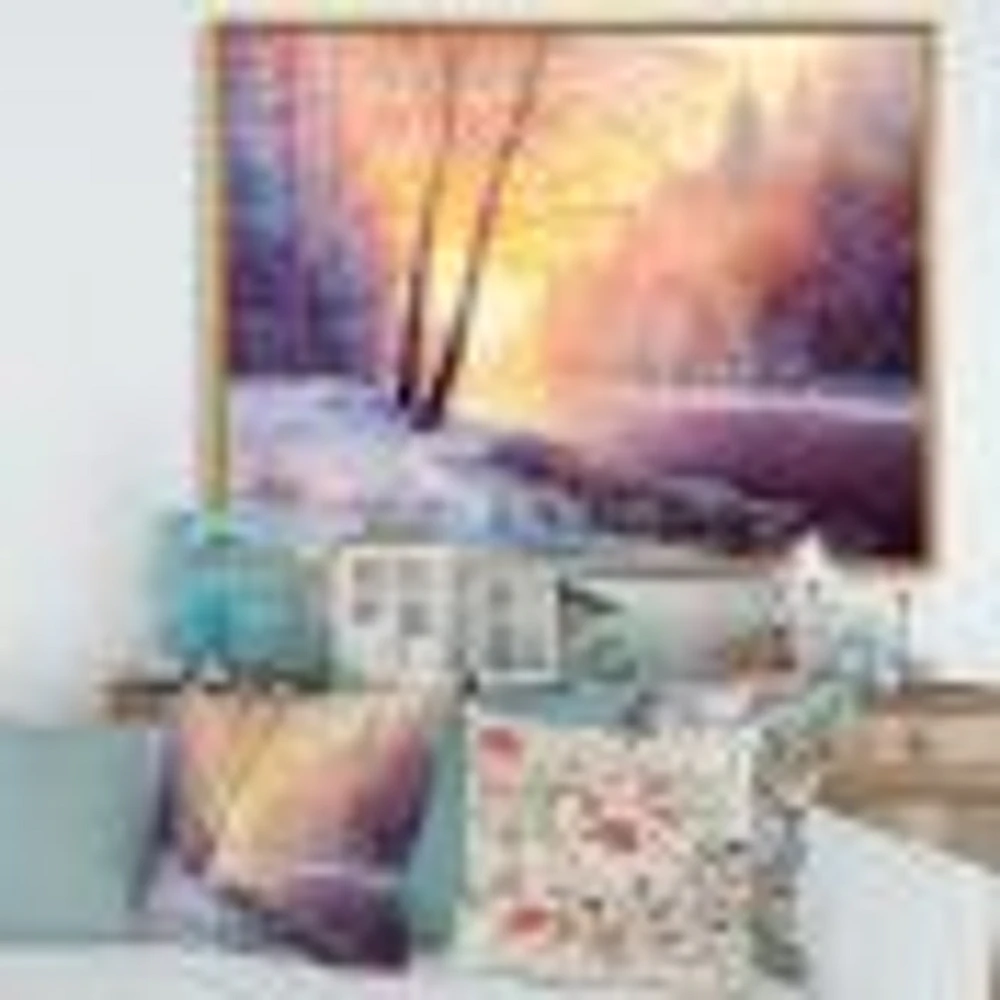 Winter Scenery with Bridge of Meandering River II  Wall Art