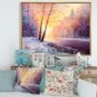 Winter Scenery with Bridge of Meandering River II  Wall Art