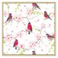 Red Bullfinches on Magnolia Tree  Wall Art