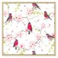 Toile « Red Bullfinches on Magnolia Tree