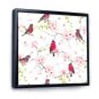 Red Bullfinches on Magnolia Tree  Wall Art