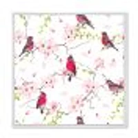 Toile « Red Bullfinches on Magnolia Tree